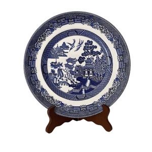 Johnson Brothers transferware blue Willow ironstone dinner plate